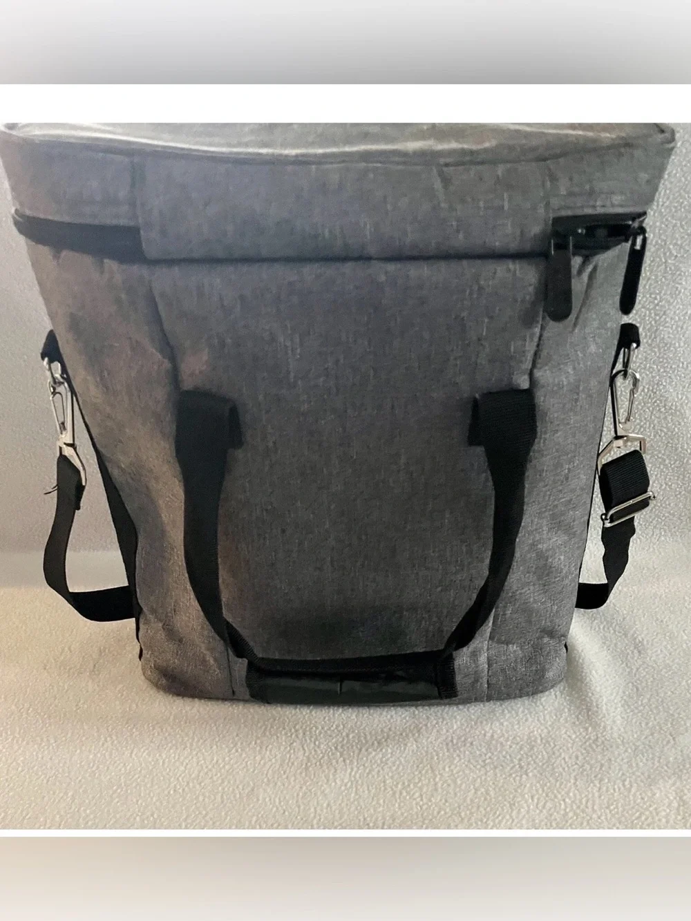 Insulated Gray Tote 3 Bottle Wine Cooler Bag with Adjustable Shoulder Strap